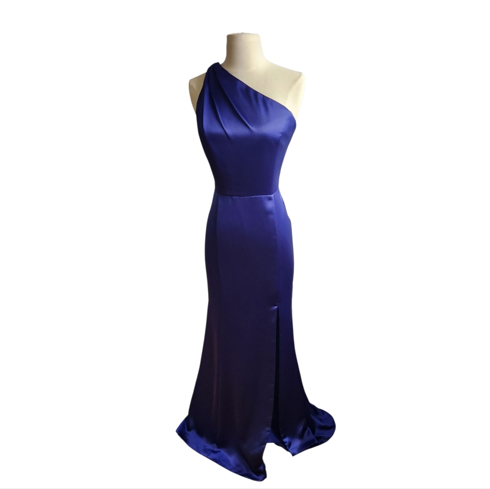 Amsale Blue One-Shoulder Gown